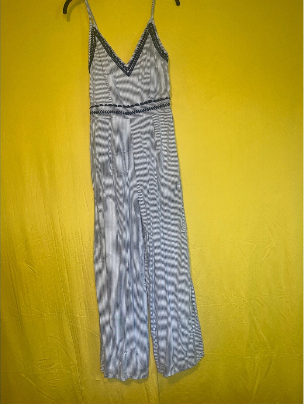 Boho Blue and White Striped Jumpsuit